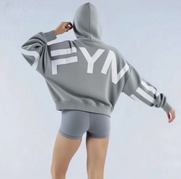 Hoodies Womens Oversized Hoodie with Letter Print Soft Cotton Casual Pullover Sweatshirt Petite-Friendly Fit S251124