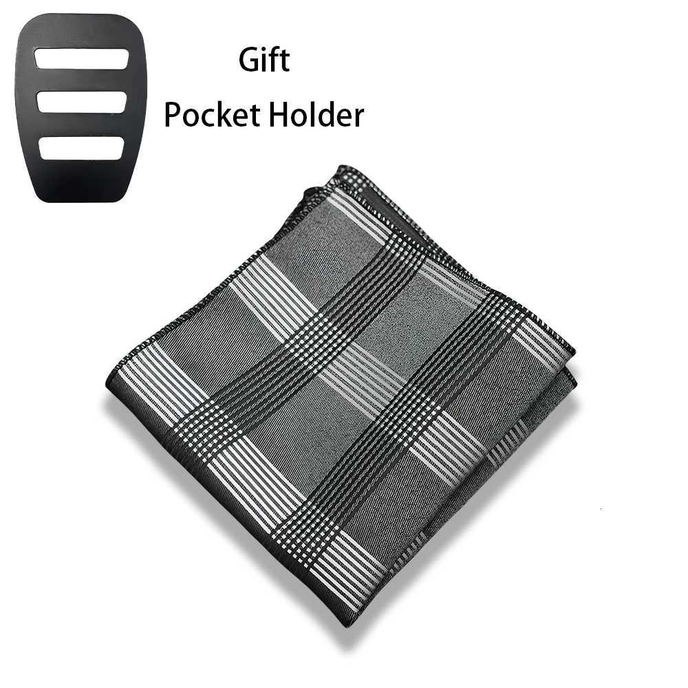 Vintage Grid Striped Jacquard Woven Men British Design Pocket Square Handkerchief Chest Towel Suit Accories Y251024