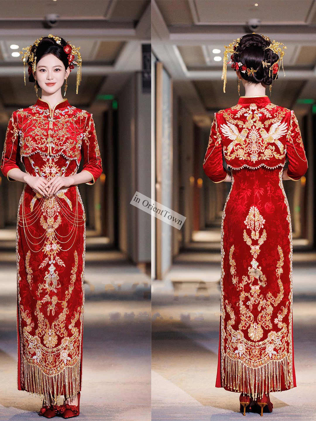 Asian in OrientTown Bride Wedding Dress Xiuhe Traditional Chinese Toast Ceremony Tops + Skirt Sets for Lady Party Attire CT043