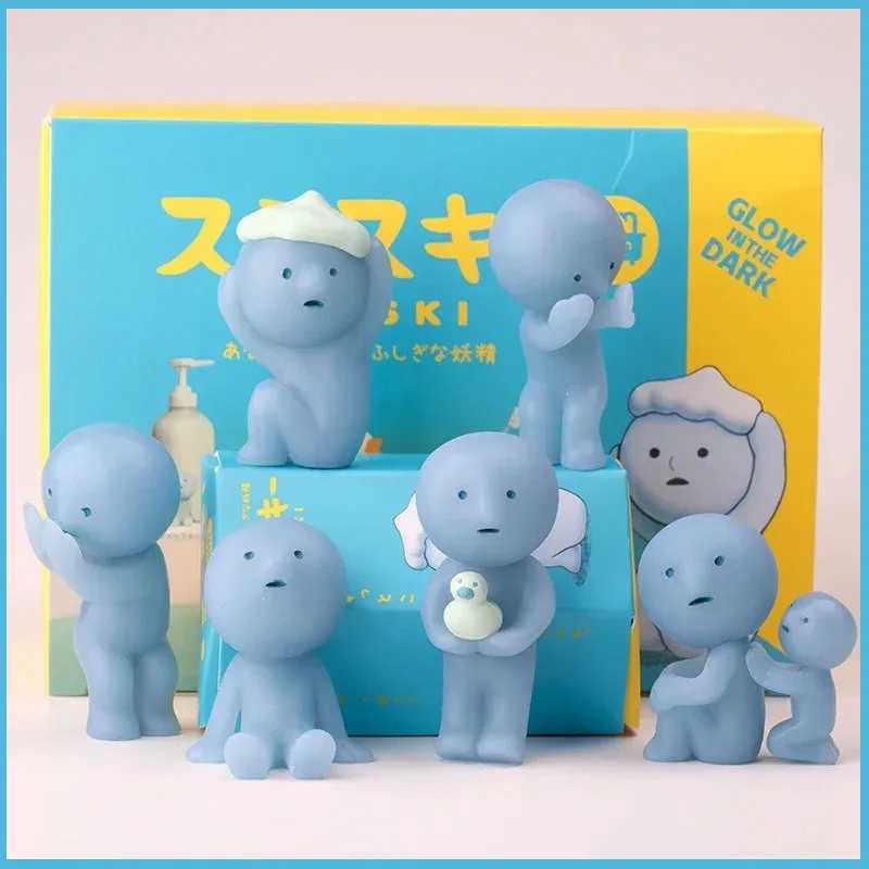 New Smiski Bath Serie Mystery Cute Glow In The Dark Green Doll Action Figures Cartoon Desktop Blind Box Model Gift Doll Toys J251024
