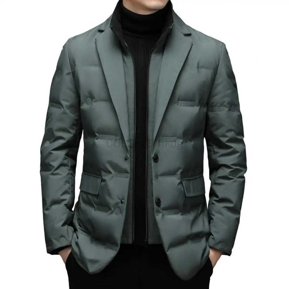 Down Jacket Mens Business Casual Suit White Duck Down Coats with Removable Inner Mens Winter Jacket Z251024