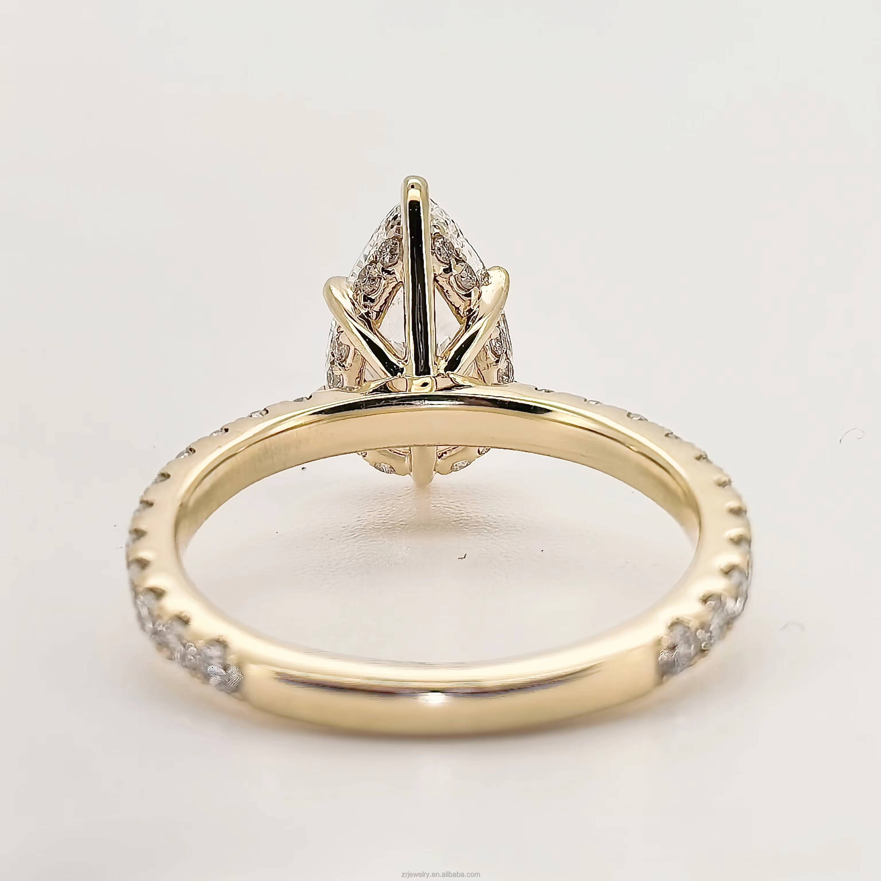 2ct Pear Wedding Rings Moissanite 14k Real Gold Jewelry Gra Certified Real Gold Engagement Moissanite Ring