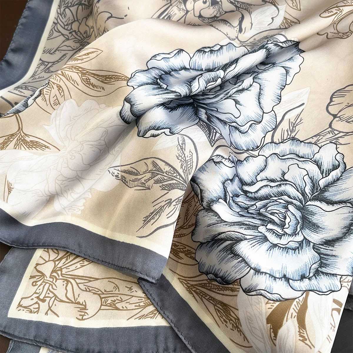 7070cm ral Print Square Scarfs for Wen Silk Neck Ties Summer Hijab Scarves Foard Bandana Fem Neckerchief Y251024