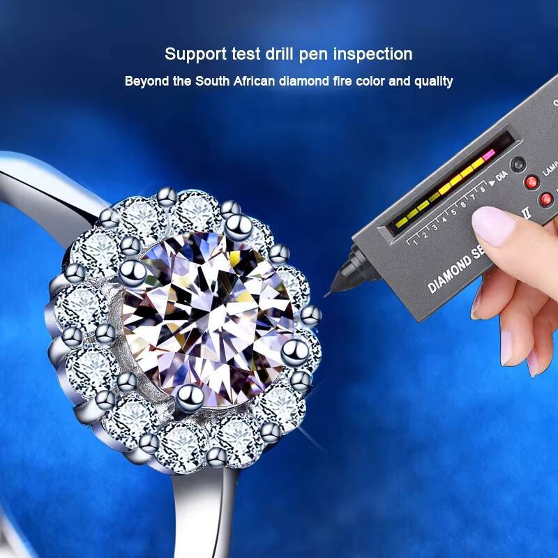 Engagement Rings Small Gift for Women Real Diamond Round Brilliant Cut S925 Wedding 1ct Moissanite Ring Wedding Gift