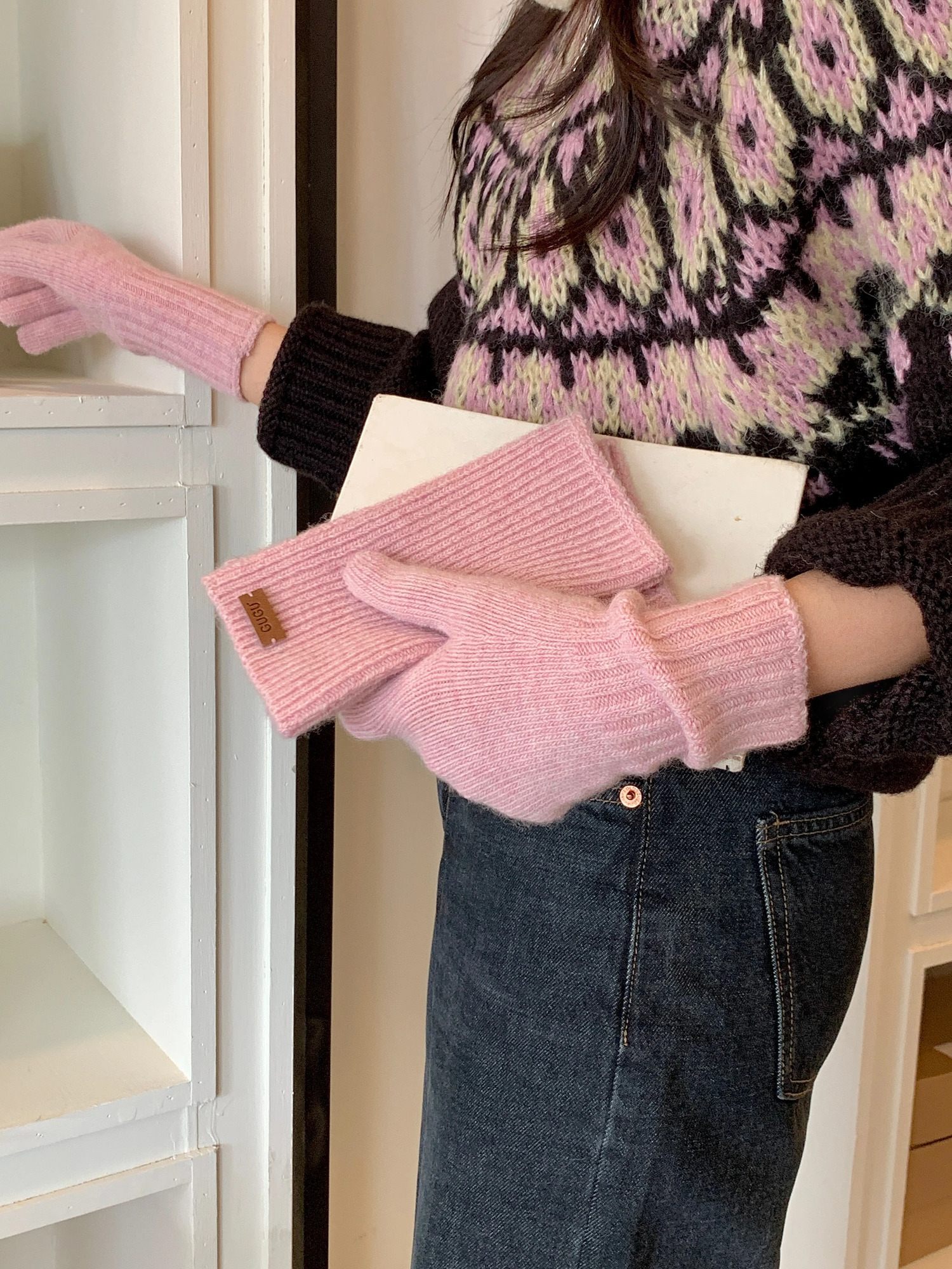 Touch Screen Winter Warm Womens Knitted Knitting Wool Gloves Womens WearResistant Finger Riding Solid Color Gloves 251023