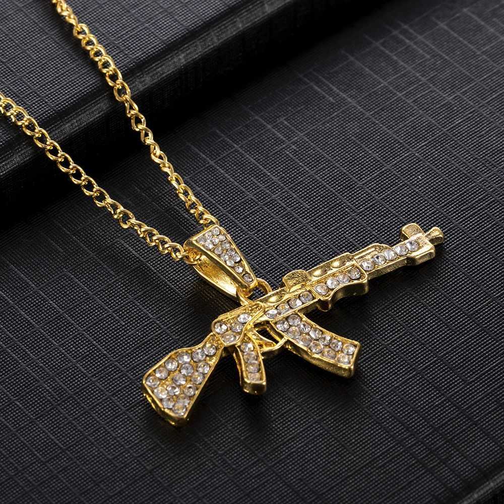 Fashion Necklace Machine Gun Assault Rifle AK47 Pendants Short Long Women Men Colar Gift Jewelry ChokerXJ251024