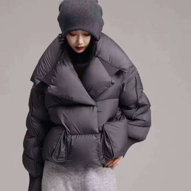 Overcoat 2025 New Fashion Winter White Duck High Quality Knitted Patchwork Lapel Women Down Jacket Coats Designer Women
