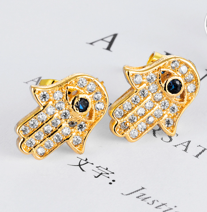 Luxury earrings Minimalist and niche design retro Devil's Eye copper plated gold earrings with zircon inlay earrings Designer earrings for men fr