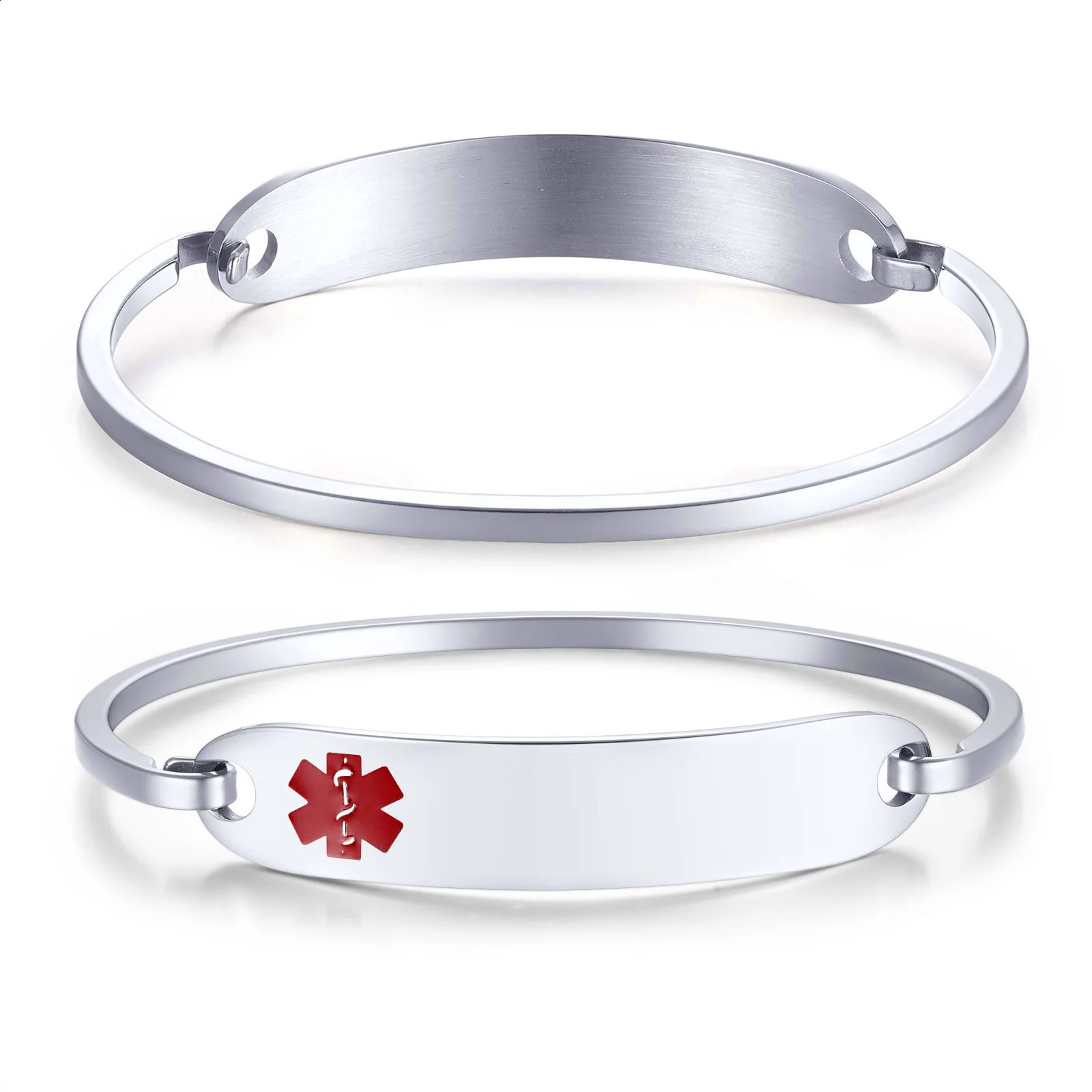 Personalized Alert Cuff Bracelet for Women Men Free Engraving Stainless Steel ID Bangle Emergency Contact SOS Jewelry 251014