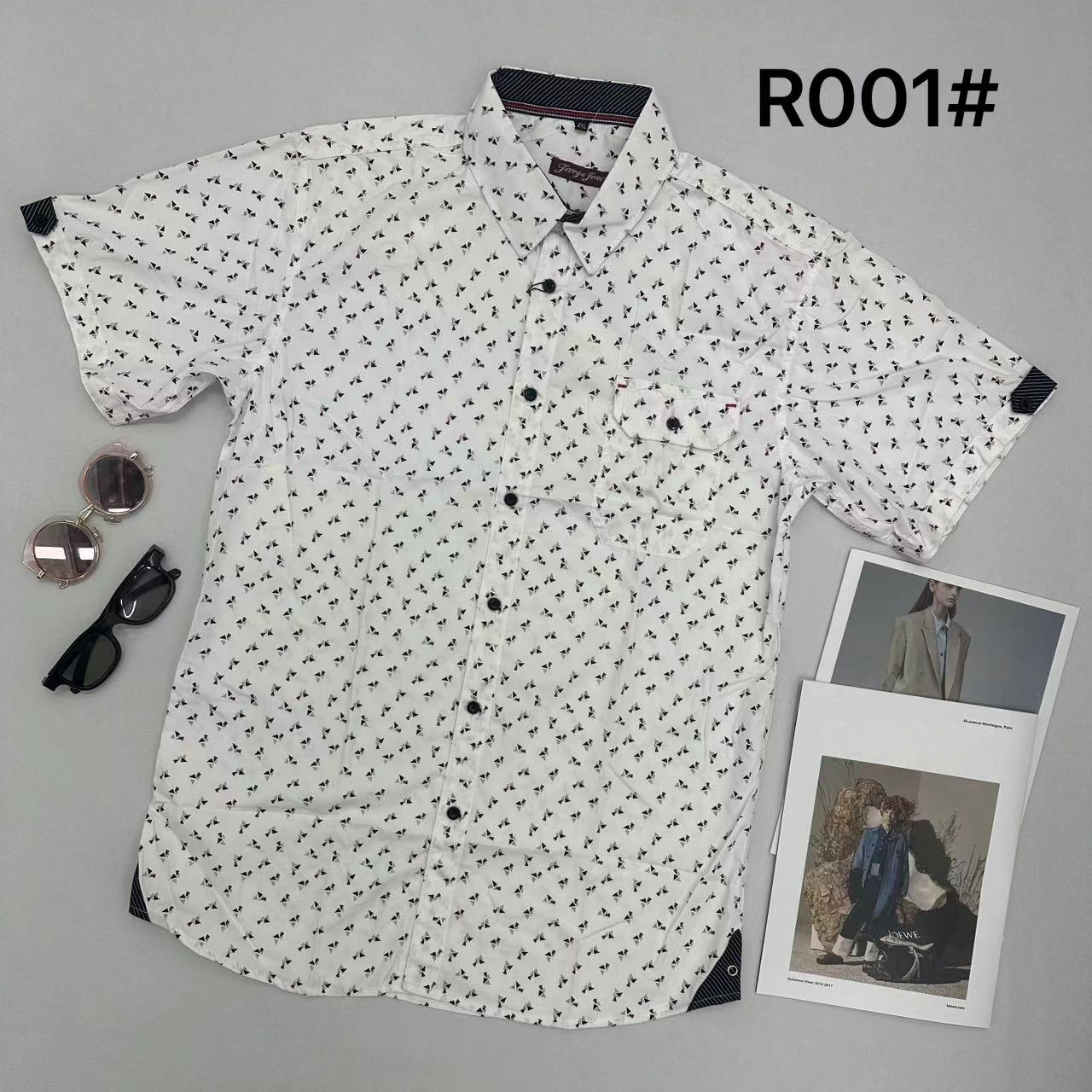 Men's Printed Cotton Shirt - Breathable & Soft, Loose Fit, Various Patterns, Short Sleeve Casual Shirt for Daily & Vacation Wear(R001) - NO23