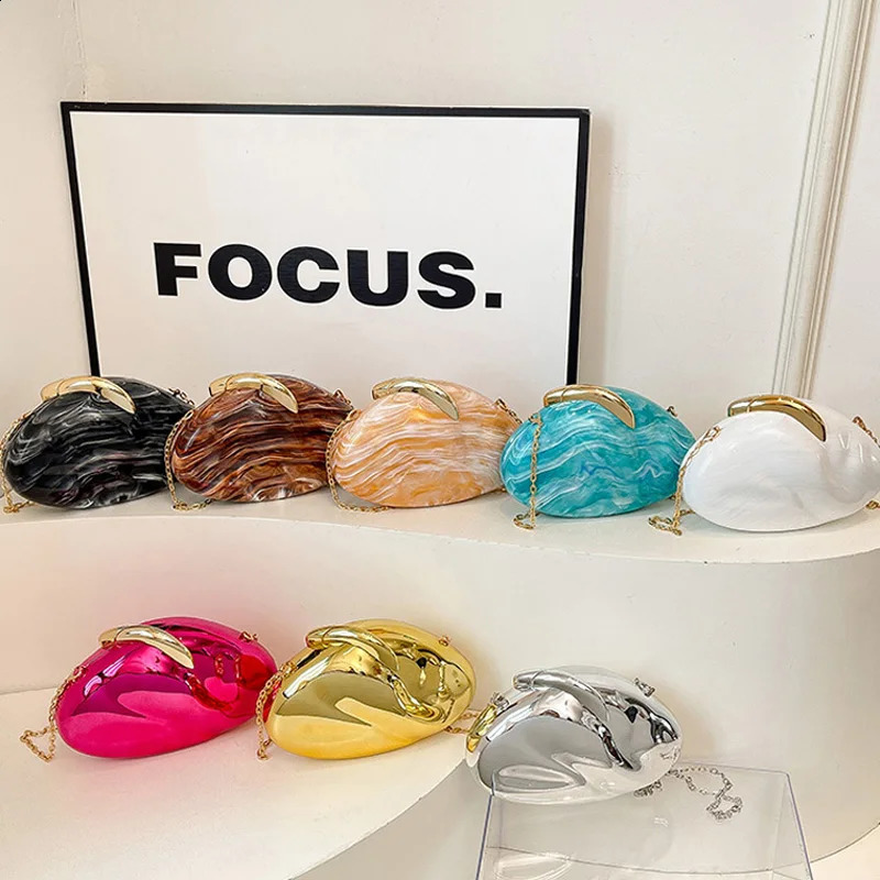 Acrylic Shell Shape Evening Clutch Ladies er Chain Crossbody Shoulder Bag Elegant Handbag Party Wedding Banquet Bag 251023