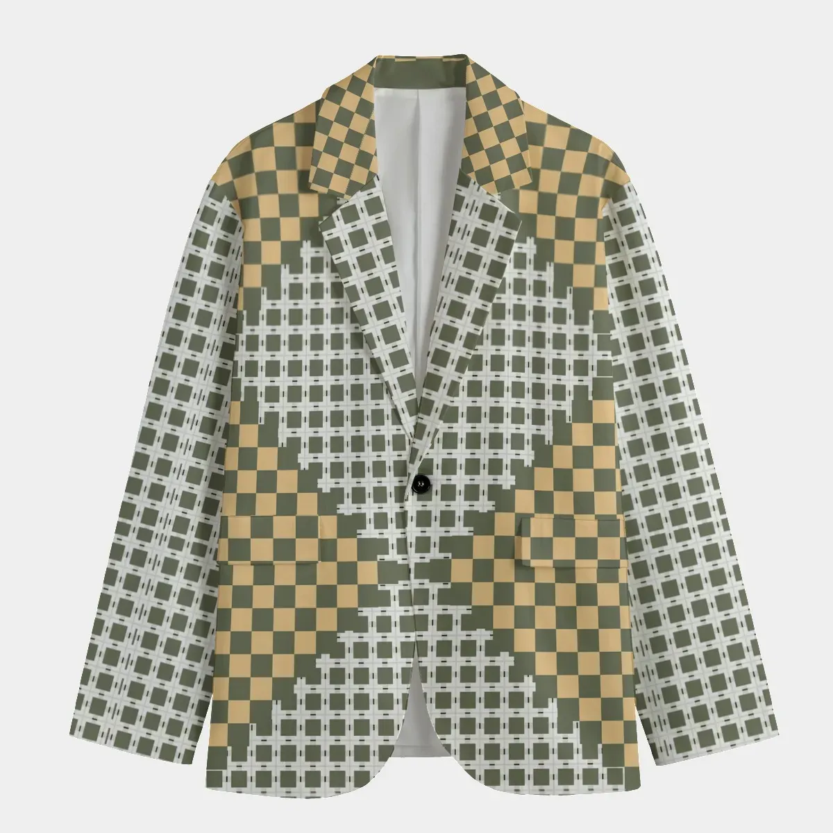 DHgatepod Men's All-Over Print Blazer - 245GSM 100% Cotton Casual Sport Coat with Notch Lapel & Side Pockets