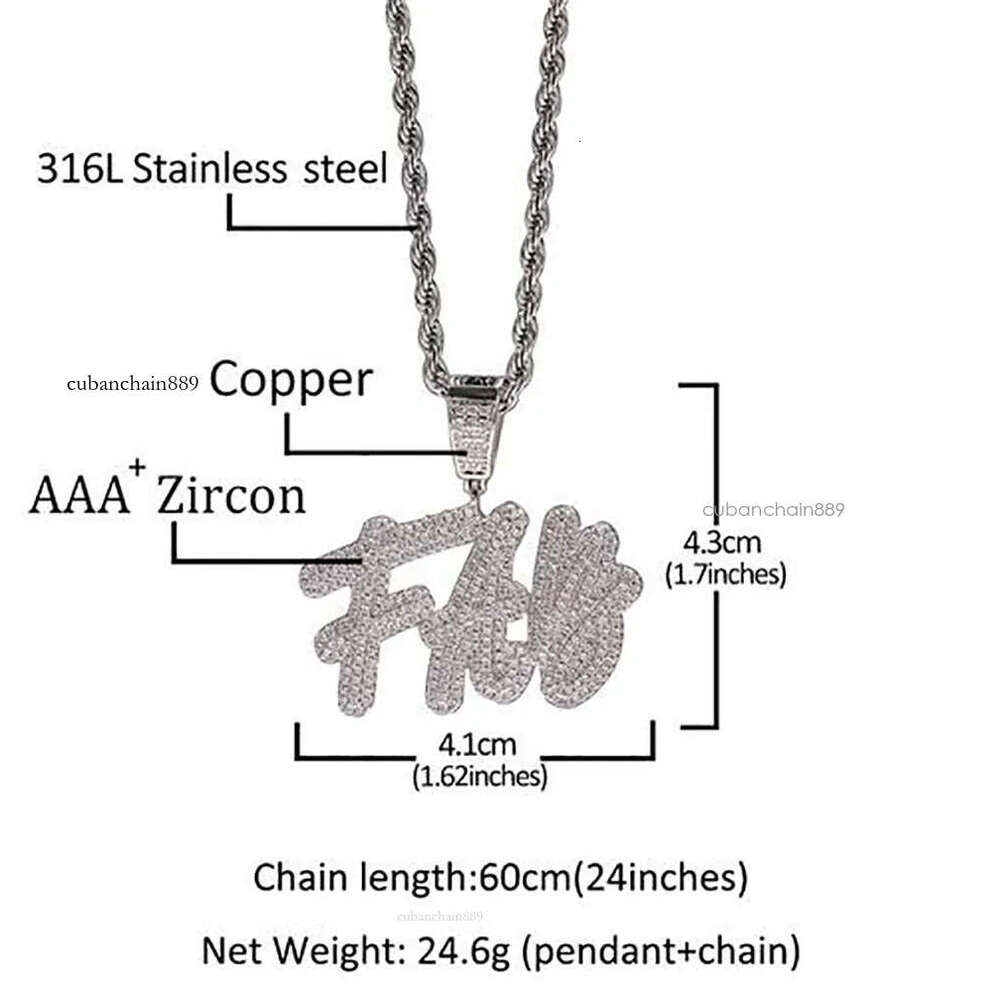 necklace moissanite chain Custom Name A- Z Double layer Stones Cursive Letters Pendant Men Women Gifts Cubic Zirconia Hip Hop Jewelry