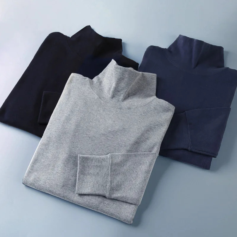 Turtleneck Undershirt Men Thin Cotton Sweater Blouse Cotton Long Sleeve 100 Cotton Thermal Underwear Shirt compression tshirt 251018