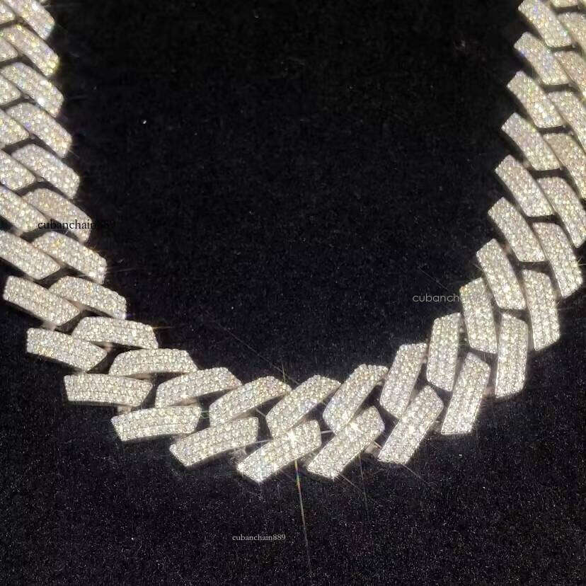 Designer necklace Hip hop jewelry bracelet necklaceVvs MoissaniteCZ Sterling Sier Brass Necklace Iced Miami Cuban Men's Chain