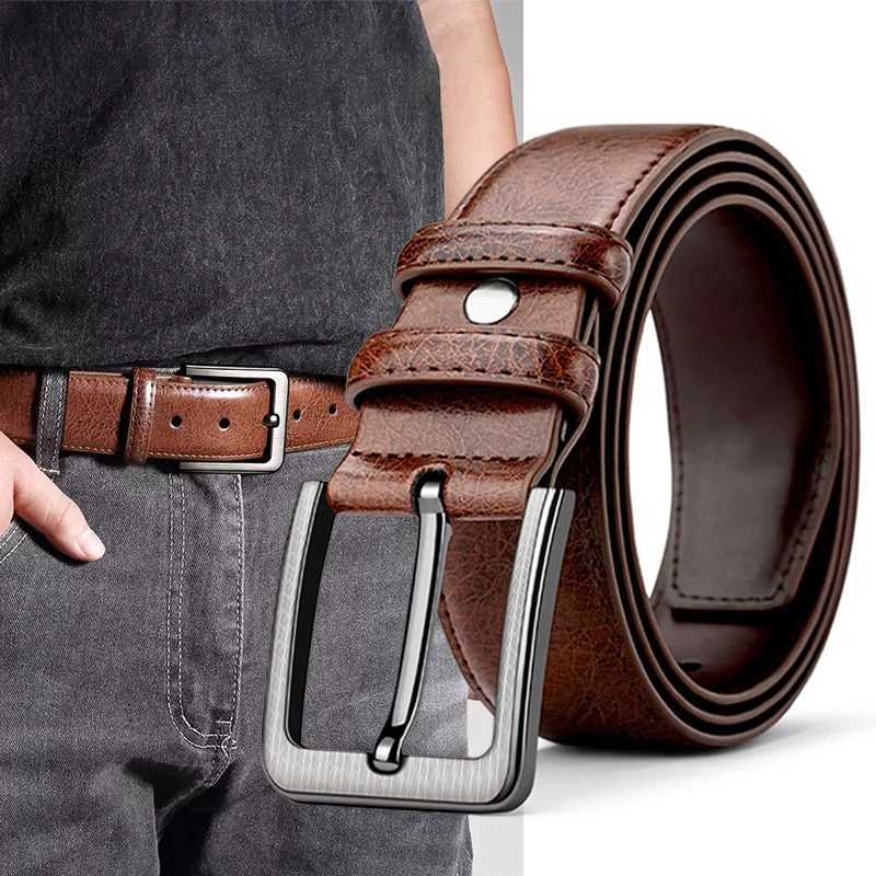 1pcs Mens Fashion Alloy Pin Buckle Head PU Leather Belt Versatile Casual Business Universal Suitable For Jeans and Trousers W251024