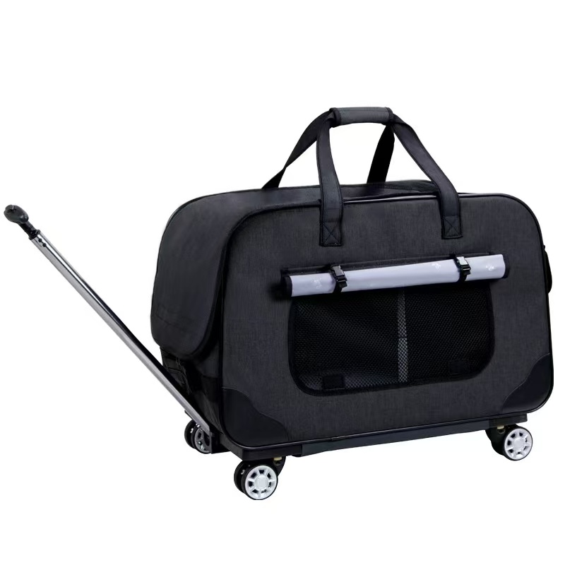 Pet luggage trolley, dog stroller, cat concealed portable pushcart, large cat bag, spacious travel case.