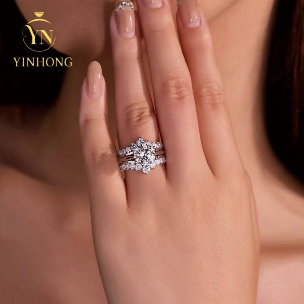 Luxury Wedding Moissanite Ring S925 Silver Set Jewelry Engagement Moissanite Ring Bezel Ring