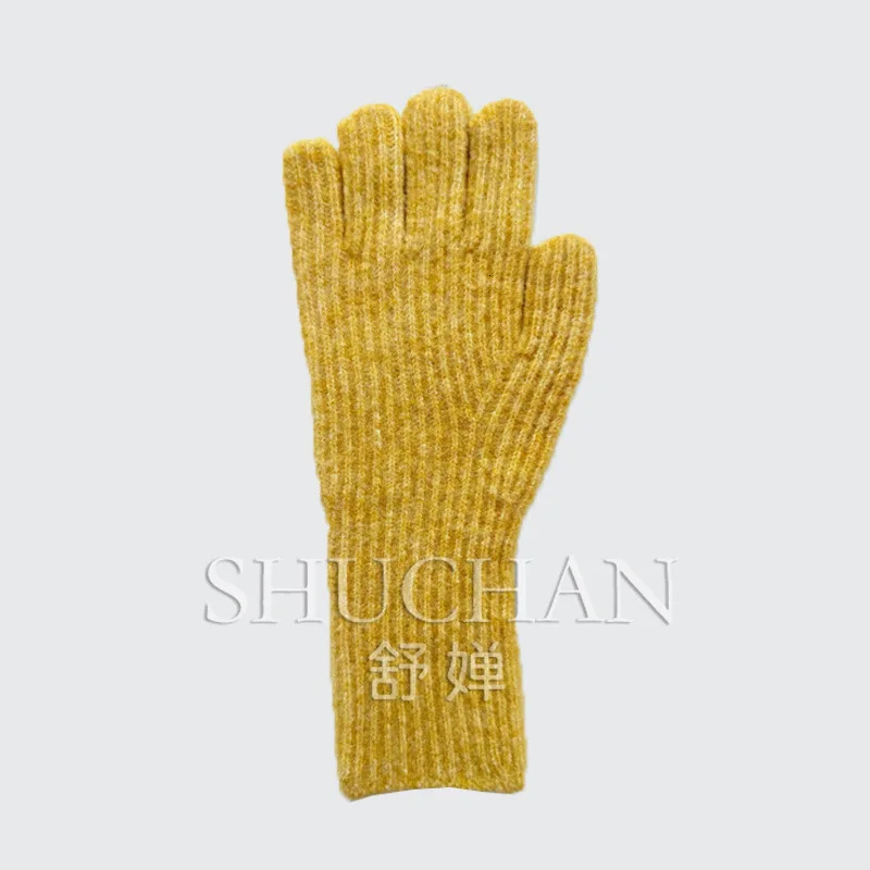 Homemade wool blended solid gloves womens autumn and winter atmosphere soft touch screen Korean knitted gloves 251023
