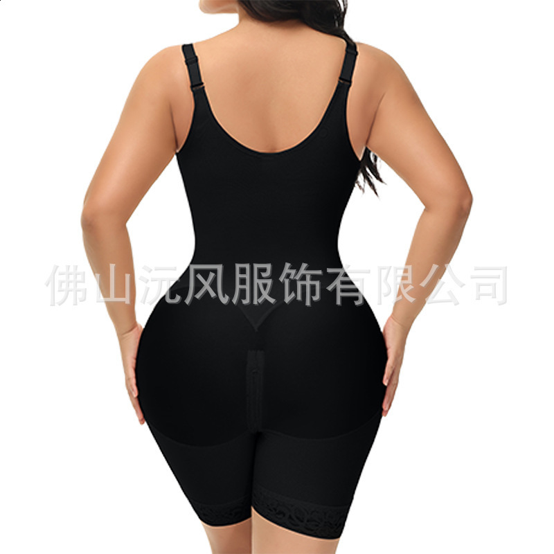 Style Body Shaping Thin Strap Chest Saving Spliced Crotch Zipper Tummy Control Hip Lift One Piece Shapewear 251017
