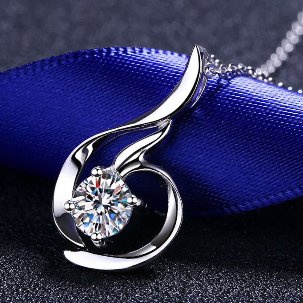 DHCollections-- Pure Sier for Women 80 Points Moissanite Swan Necklace Simulated Dia Pendant Collarbone Chain