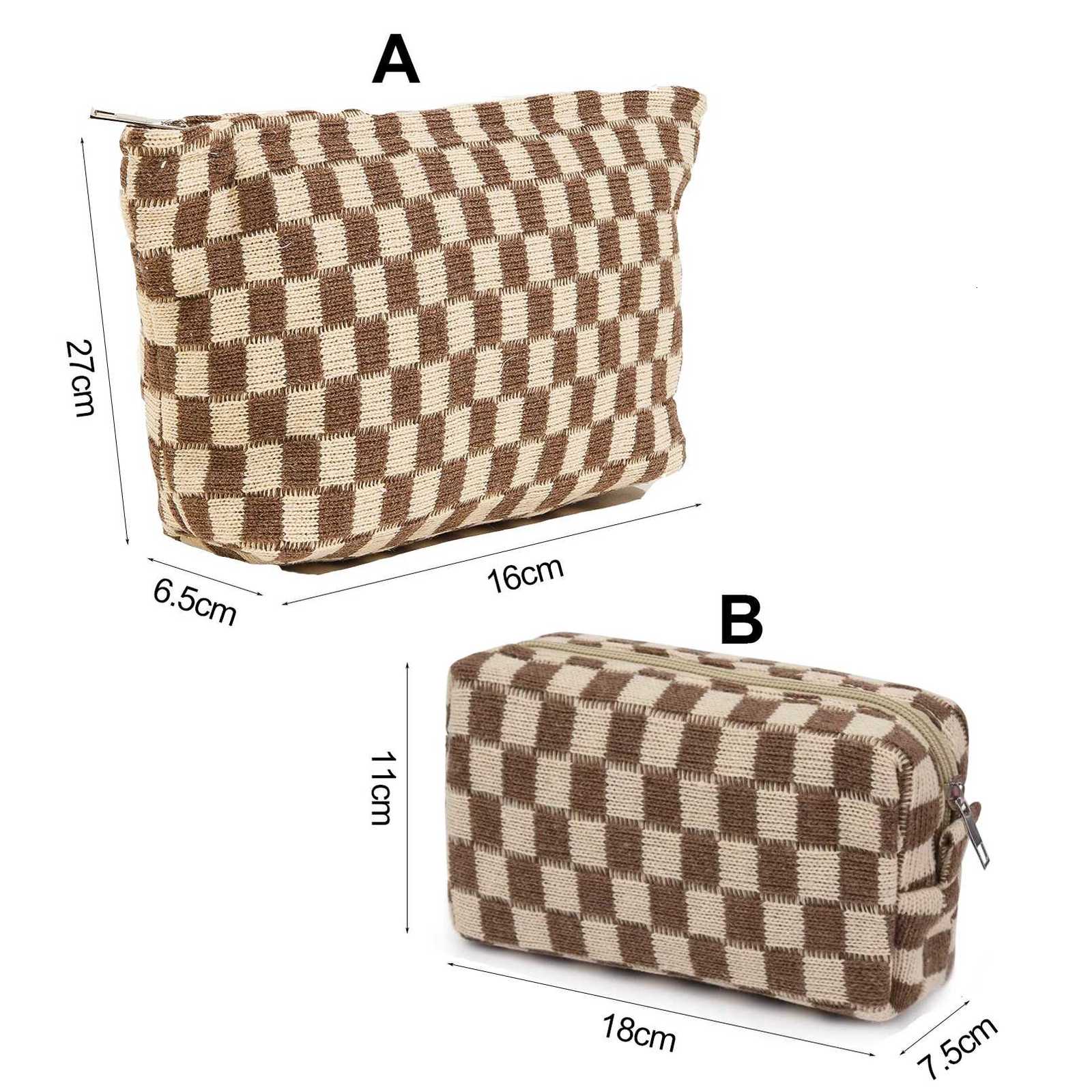 Large Checkerboard Makeup Bag Women Girls Portable Travel Essential Pouch Purse Toiletry Bag Organizer Storage Pencil CaseT251024