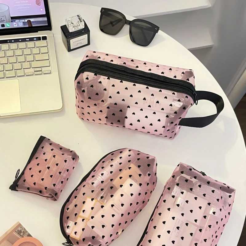 Makeup Bag Outdoor Personalized Transparent Nylon Mesh Cosmetic Bags Pouch Travel Organizer Zipper Beach Makeup Womens PurseT251024