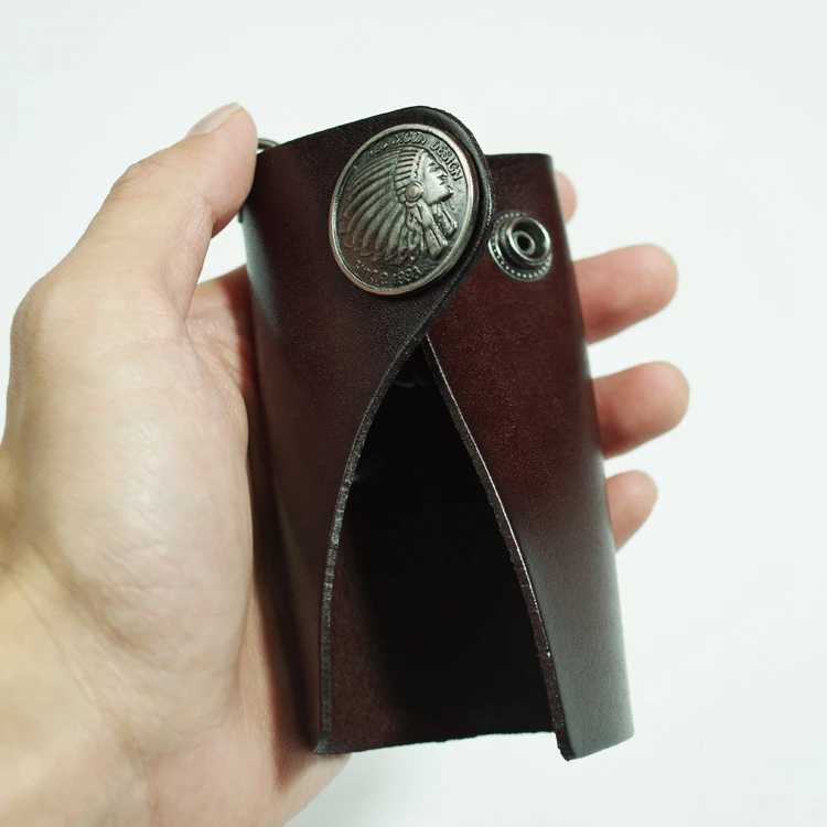 Handmade Tanned Leather Key Chain Wallet Manmade Genuine Leather Key Purse Keychain Wallet Z251023