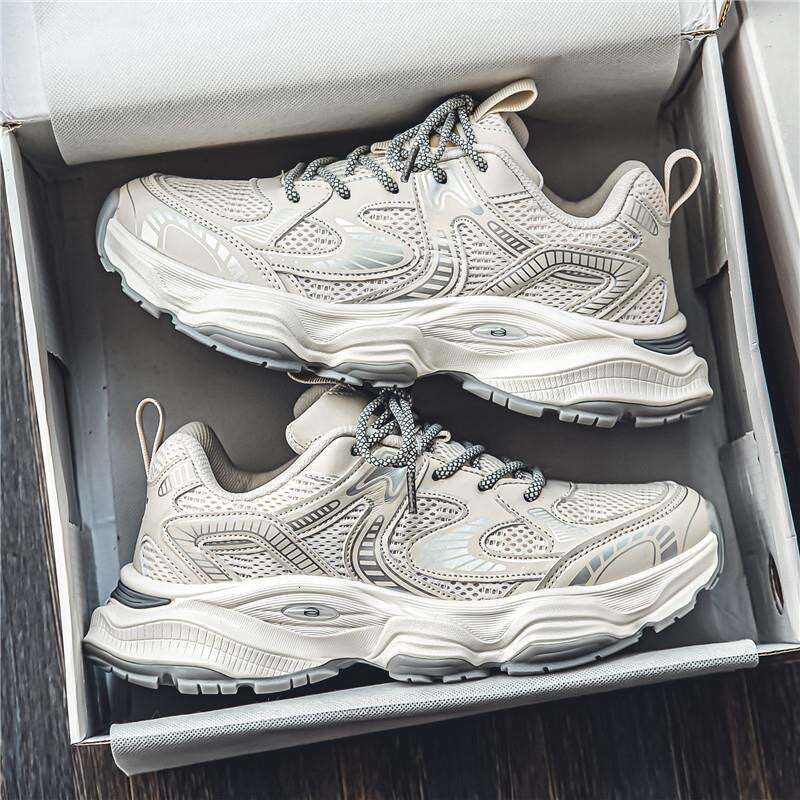 2025 Spring New Breathable Mesh Men's Trendy Versatile Thick-Soled Sneakers Casual Dad Shoes Men