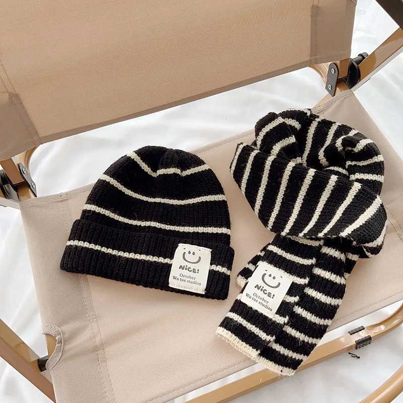 Autumn Winter 28Y Childrens Knit Gloves Hat Scarf 2 Pieces Sets Outdoor Windproof Warm Kids Hats and Caps Muffler for Boy GirlL251024