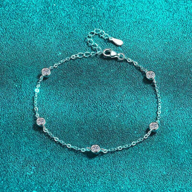 DHCollections-- Xindeyi Pure Sier Plated PT950 Bubble Moissanite Bangle Simple Light Small Bracelet for Women Versatile
