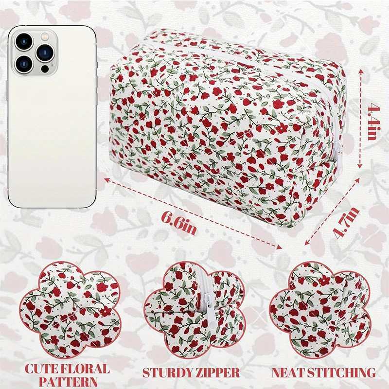 New Style Small Fresh Floral Cosmetic Bag Zipper Skin Care Product Storage Multifunctional Portable Large Capacity Toiletry BagT251024