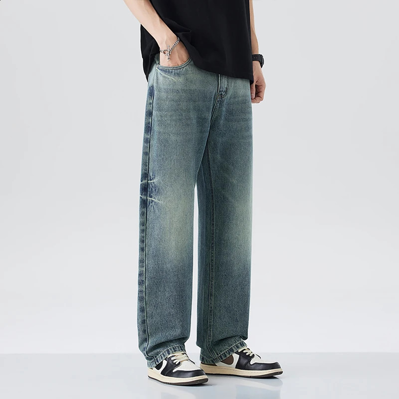2025 springsummer straight leg jeans mens fashion retro Y2k pants street wear loose casual 251018