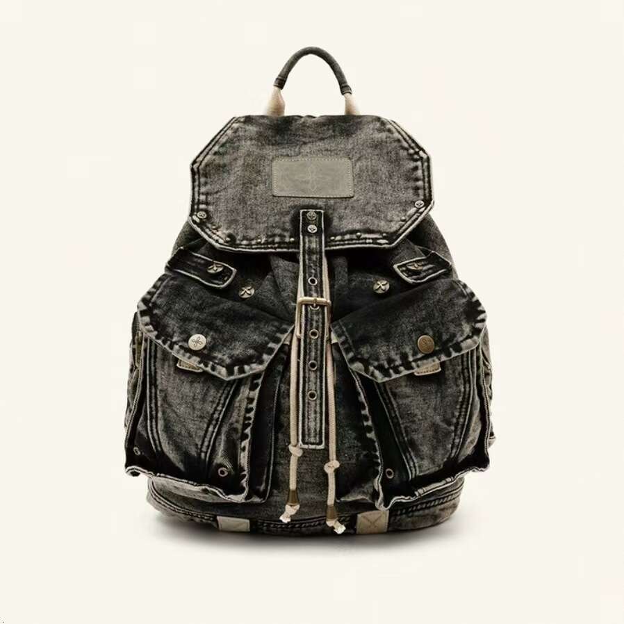 SM Mustang Denim Backpack Large Capacity Washed Bag New Model High Quality