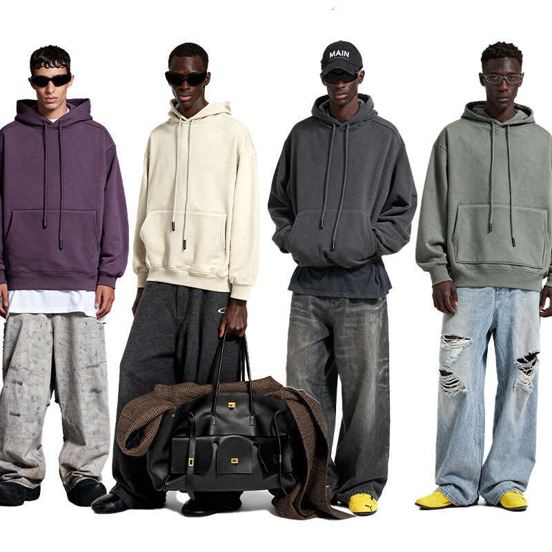 Men's Clothing|American Style Solid Color 350g Sweatshirt 25 Winter New 10 Colors Fleece Hoodie Top for Men