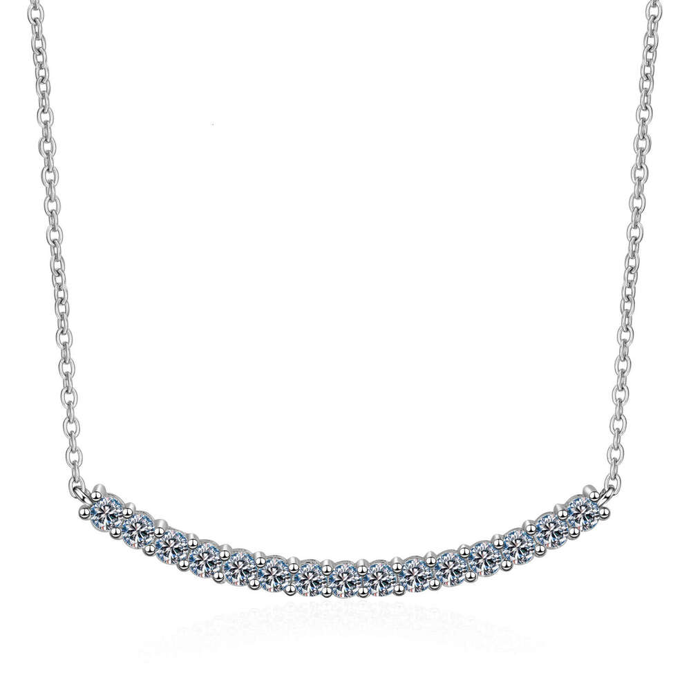 DHCollections-- S Pure Sier Necklace for Women 90% Moissanite Smiley Face Pendant Clavicle Chain