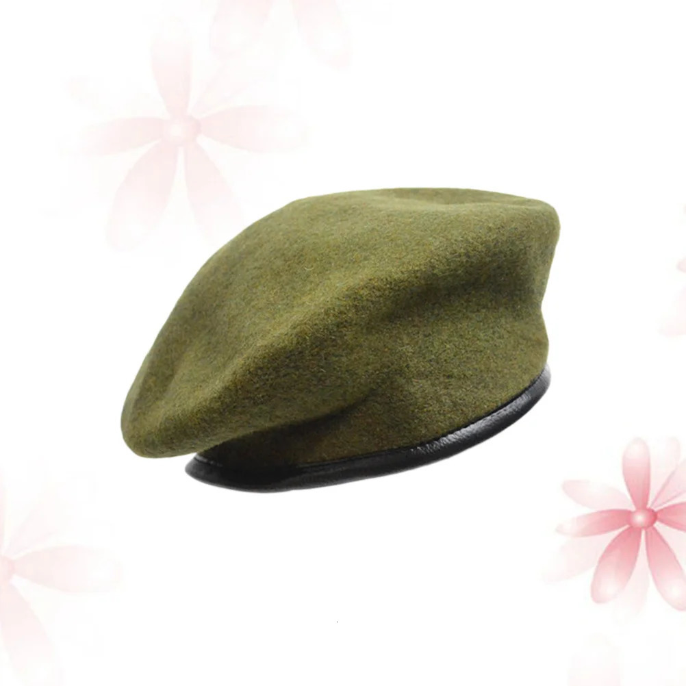 Unisex Pure Wool Beret Hat Army Green Lightweight Warm Comfortable Driving Peaked Cap Sunscreen Spring Autumn Fashion 251023