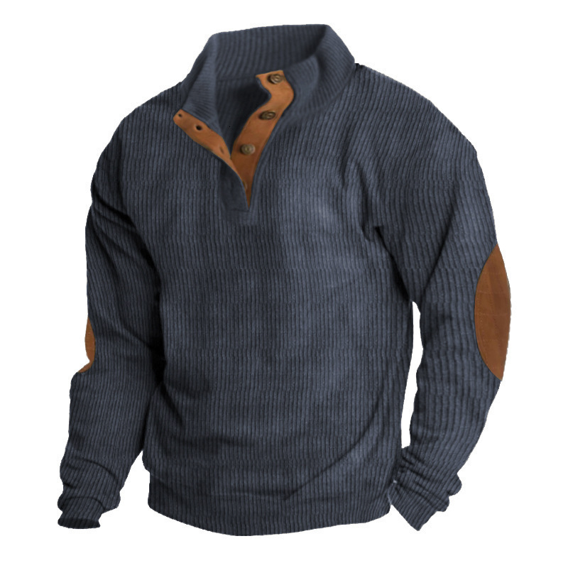 Autumn Winter Men's Corduroy Pullover Jacket Casual Long Sleeve Sweatshirt