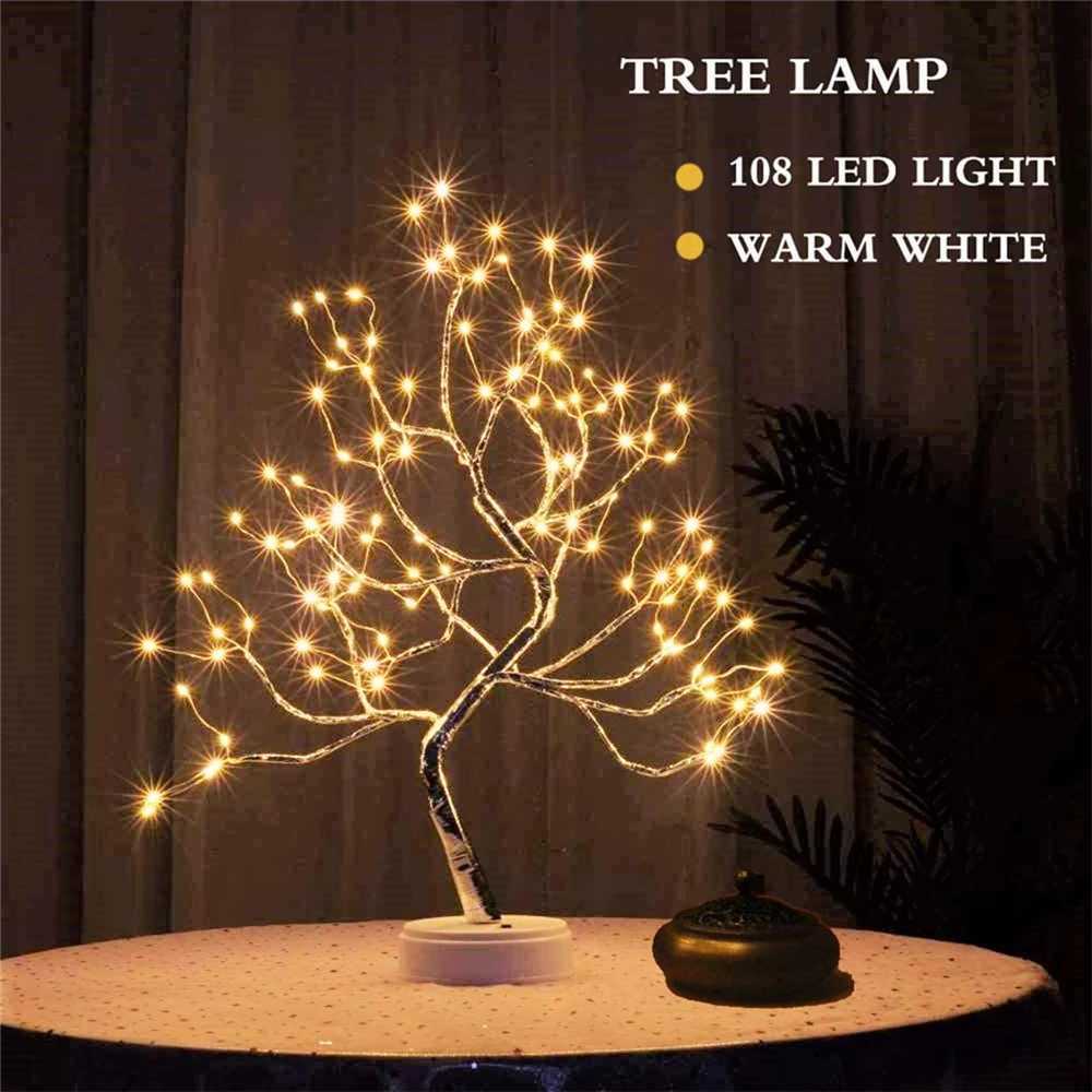LED Night Light Mini Christmas Tree Copper Wire Garland Lamp For Kids Home Bedroom Decoration Decor Fairy Light Holiday lighting C251115