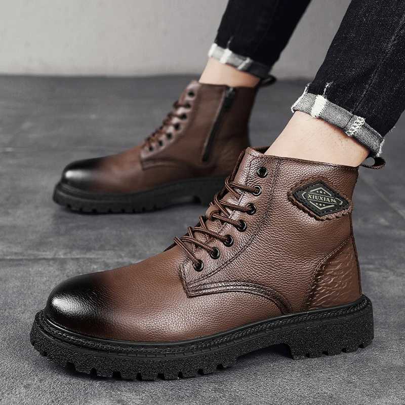 Thermal Boots for Men Winter Shoes Thick Warm Lining AntiSkid Sole Mens Casual Ankle Boots High Top Lace Up Snow Boots W251024