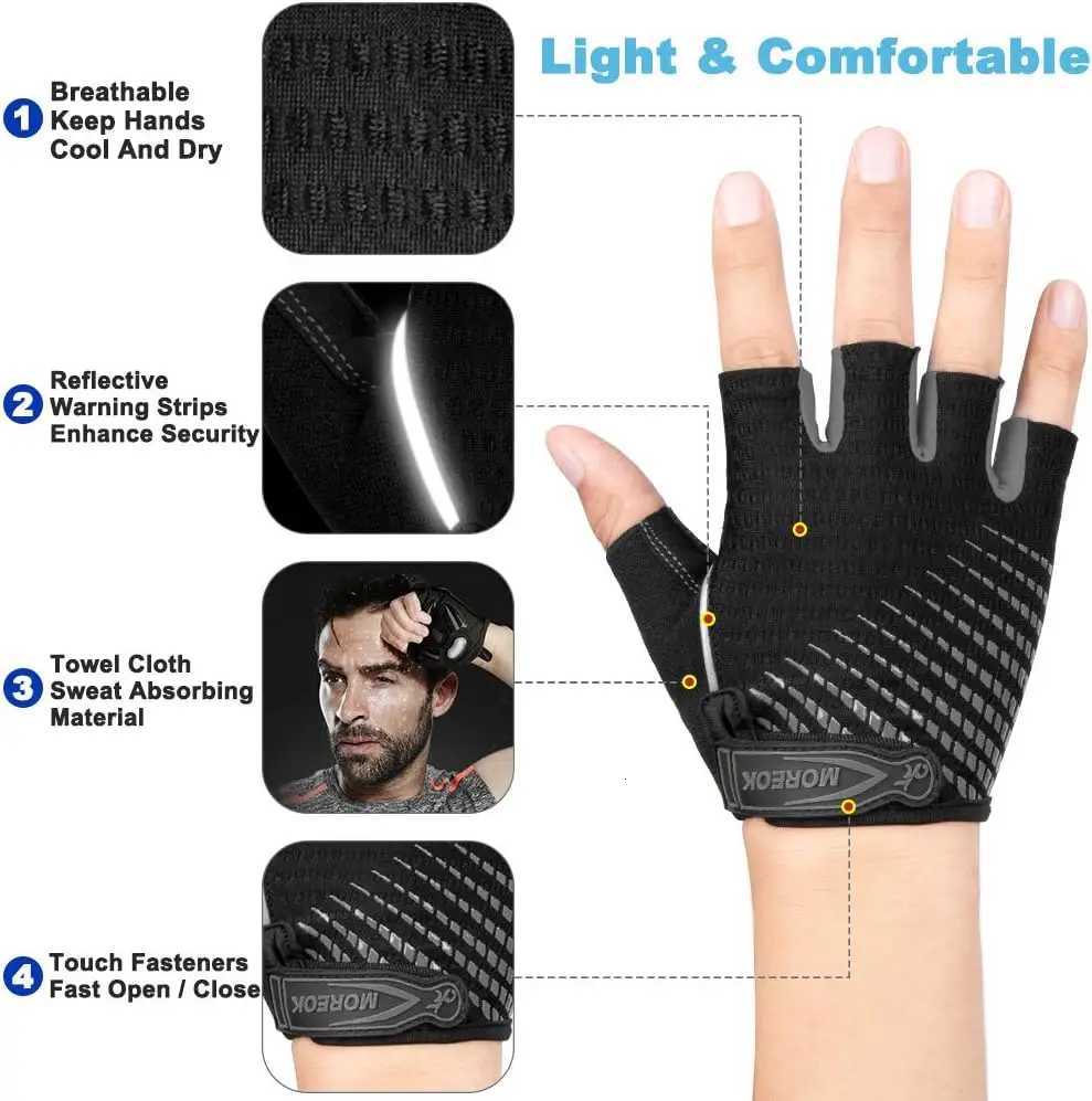 MOREOK Bike Gloves Half Finger MTB Bicycle Gloves 5mm Gel Pads Shockabsorbing Mountain Bike Road Cycling Gloves for Men Women Y251023