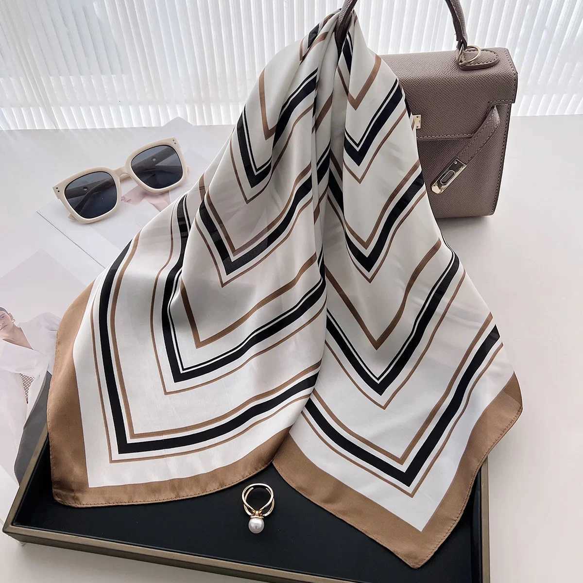 Scarf For Wen Luxury Band SpringSummer band Hair Scarf Neckerchief Imitation Silk Square Scarf With A Shirt Y251024