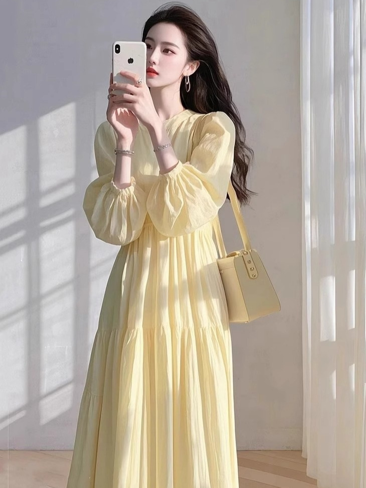 L55060 Dress Women's Holiday Style Super Fairy Waist Long Skirt 2025 Spring New Style Skirt