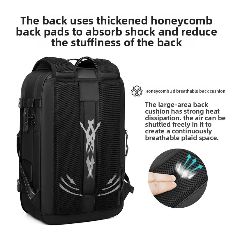 OneTouch Vacuum Compression Business Laptop Backpack for Men with 5cm Expansion Water Resistant Travel Work Bag 251021