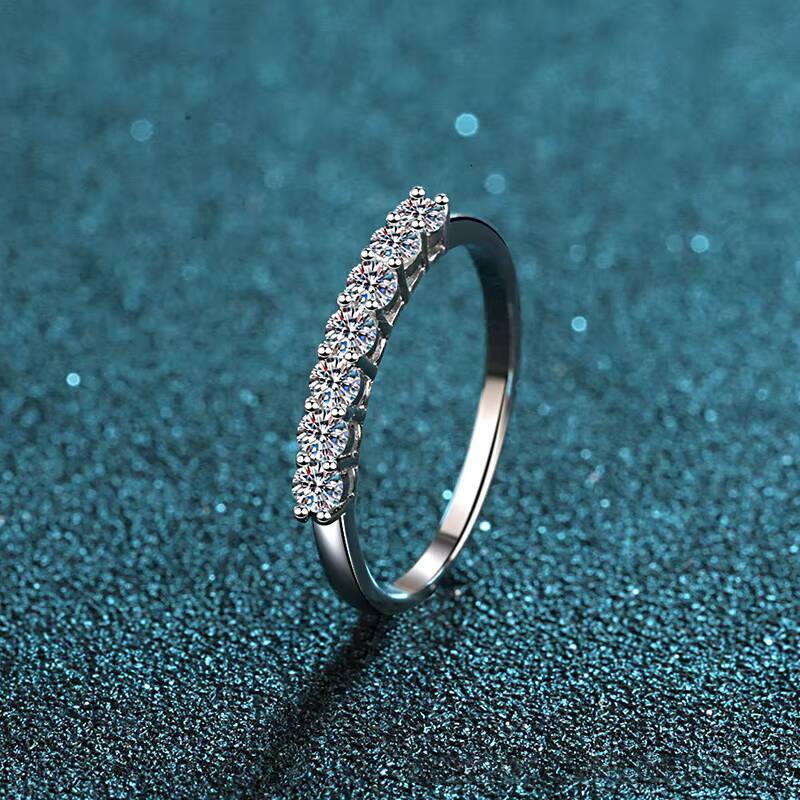 Moissanite Rings 7 Stones Sterling Silver D VVS Lab Diamond with GRA Certificate Engagement Wedding Ring for Women