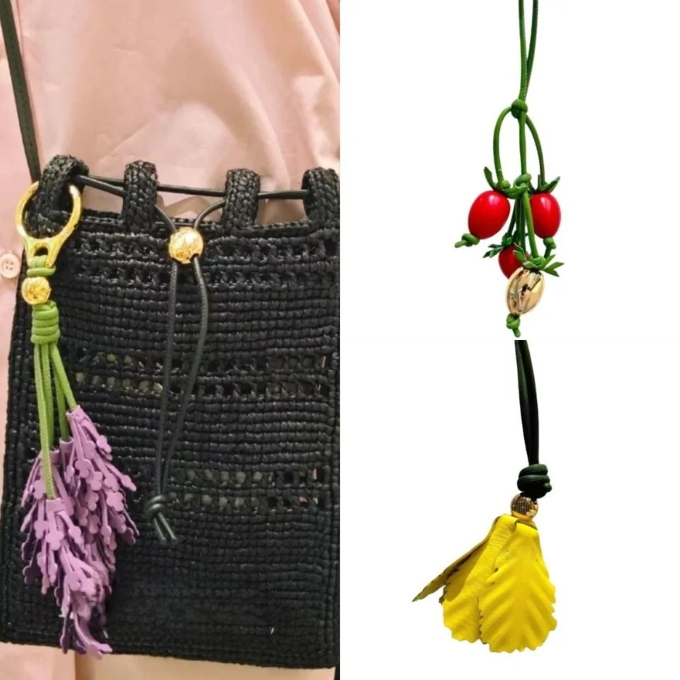 Lavender Leather Bag Charm Pumpkin Allmatch Flower Keychain Tomato Couple Bag Accessories 251022