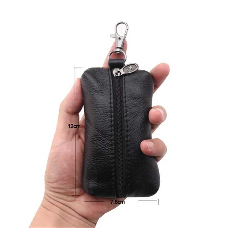 Genuine Leather Man Key Wallets Short Women Men Key Holders Keys Organizer Zipper Car Key Chain Wallet Keychain Housekeeper Z251023