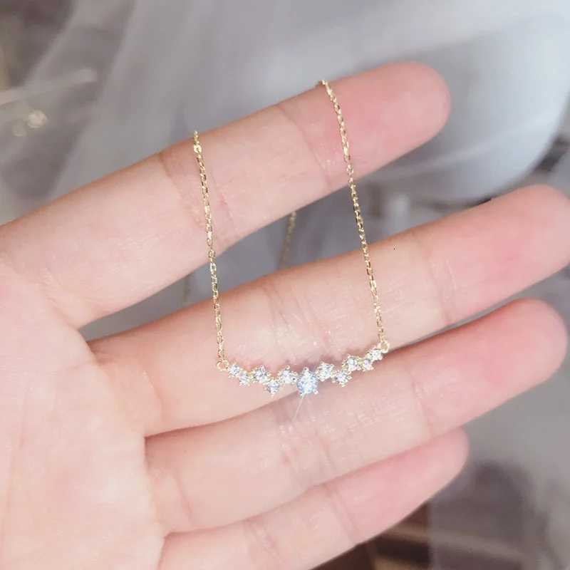 925 Sterling Silver 18k Gold Plated Necklace Moon Sparkling Zircon Clavicle Choker for Women Wedding Fine Jewelry CollaresXJ251024