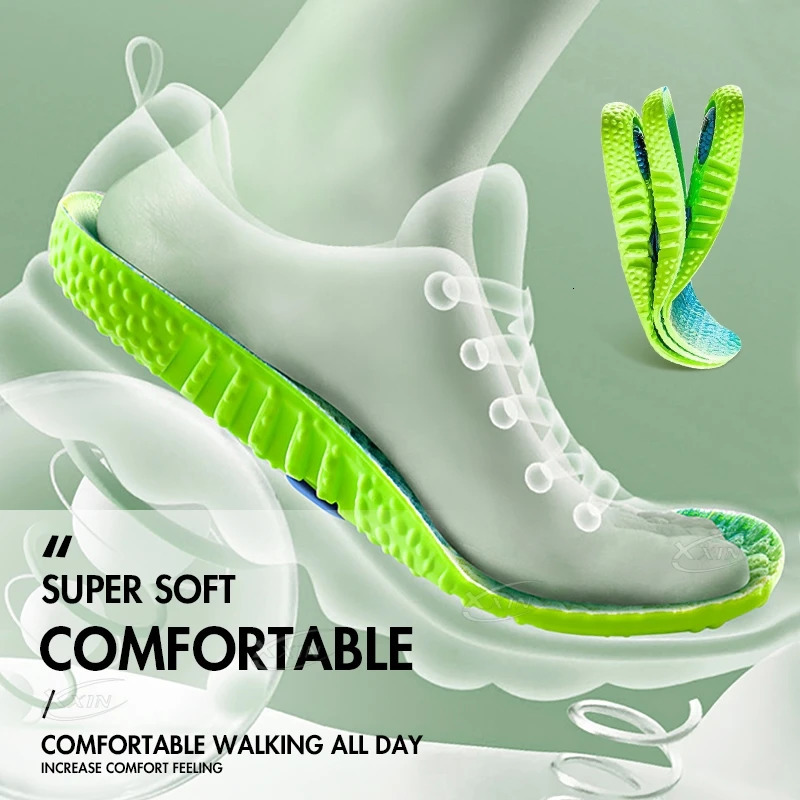 Sports Air Cushion High Elastic Running Insoles PU Shockabsorbing Soft Breathable Size 35251020