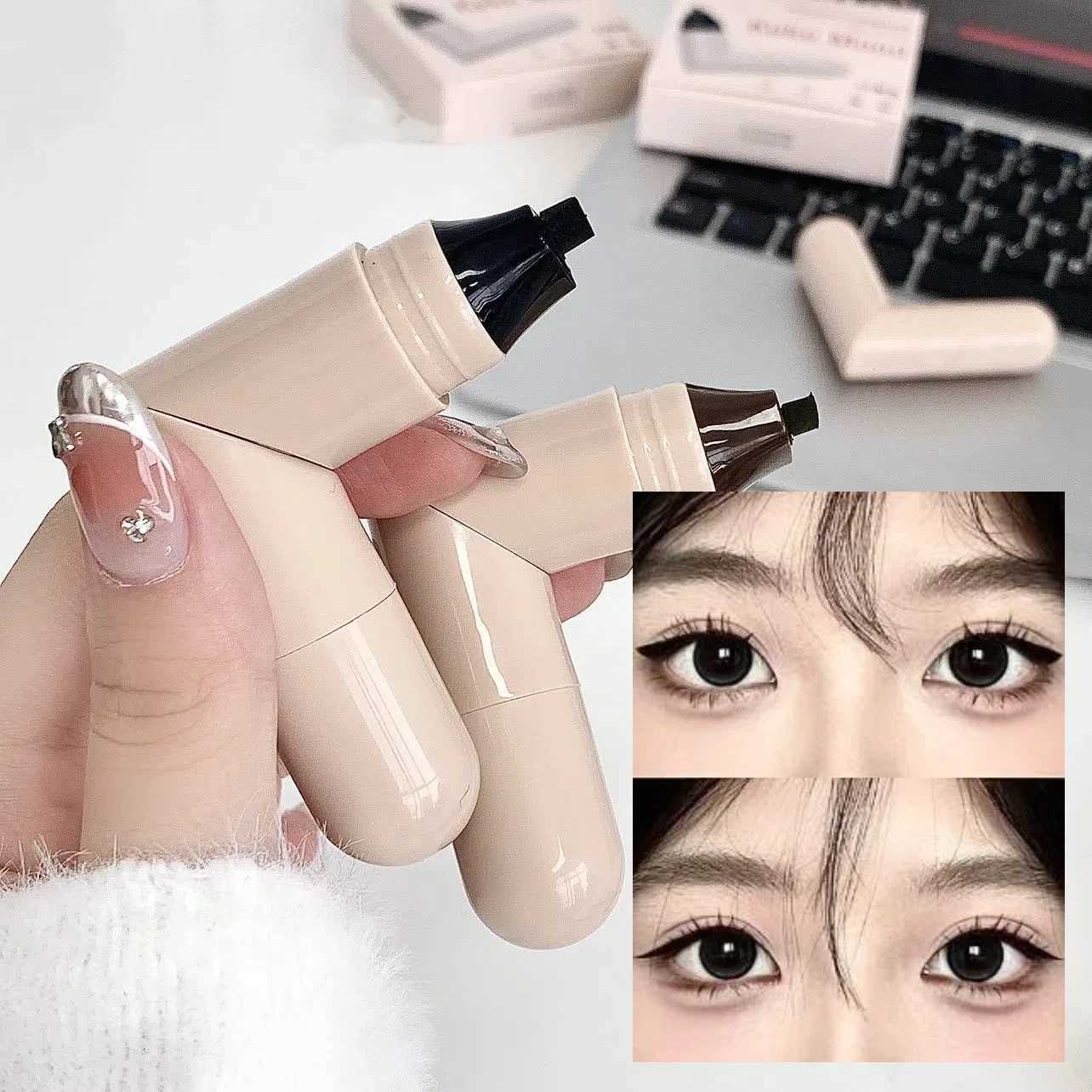 Black Brown Liquid Eyeliner Stamp DIY Triangle Eye Liner Extension Stamps Waterproof Long Lasting Fast Dry Eyes Makeup TemplateL251024